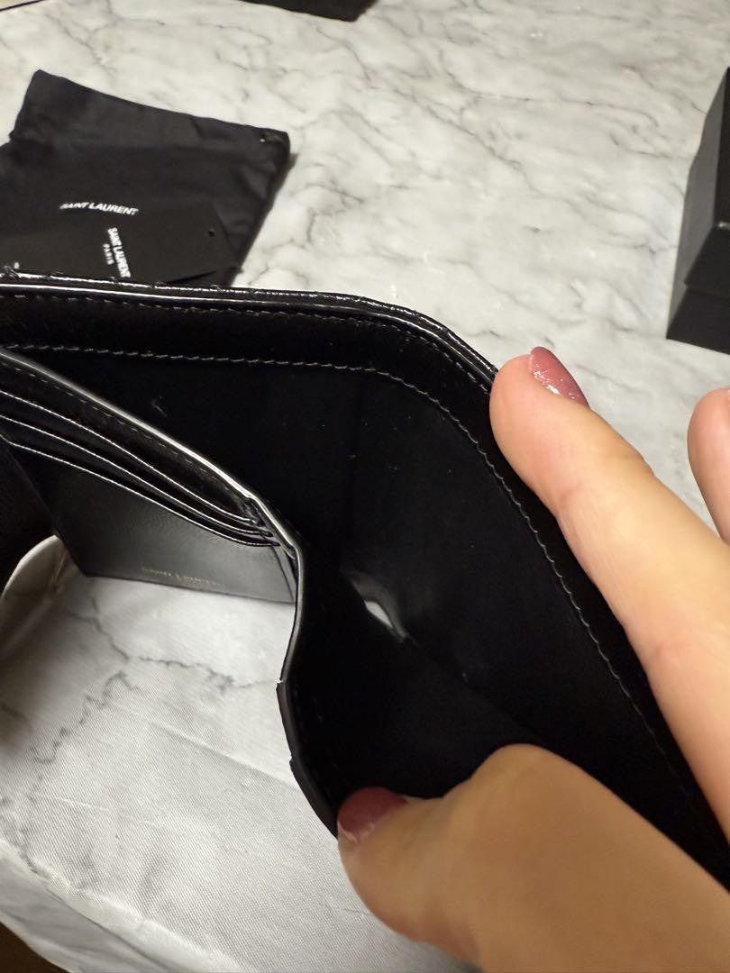Saint Laurent Tri-fold Wallet Compact Purse YSL Cassandra Black Authentic