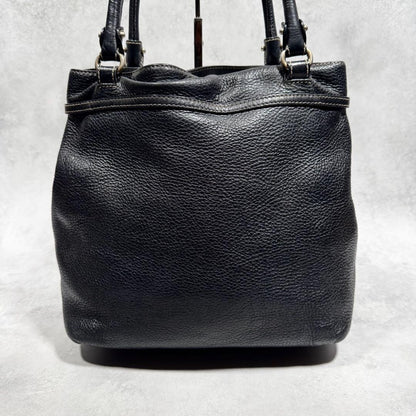 Salvatore Ferragamo Hand Bag Tote Purse Gancini Leather Black Authentic