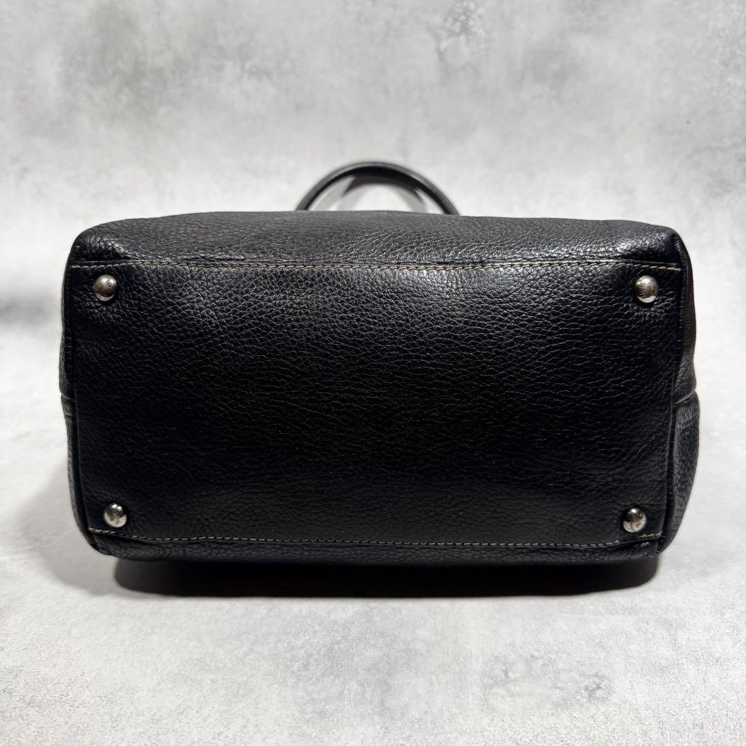 Salvatore Ferragamo Hand Bag Tote Purse Gancini Leather Black Authentic