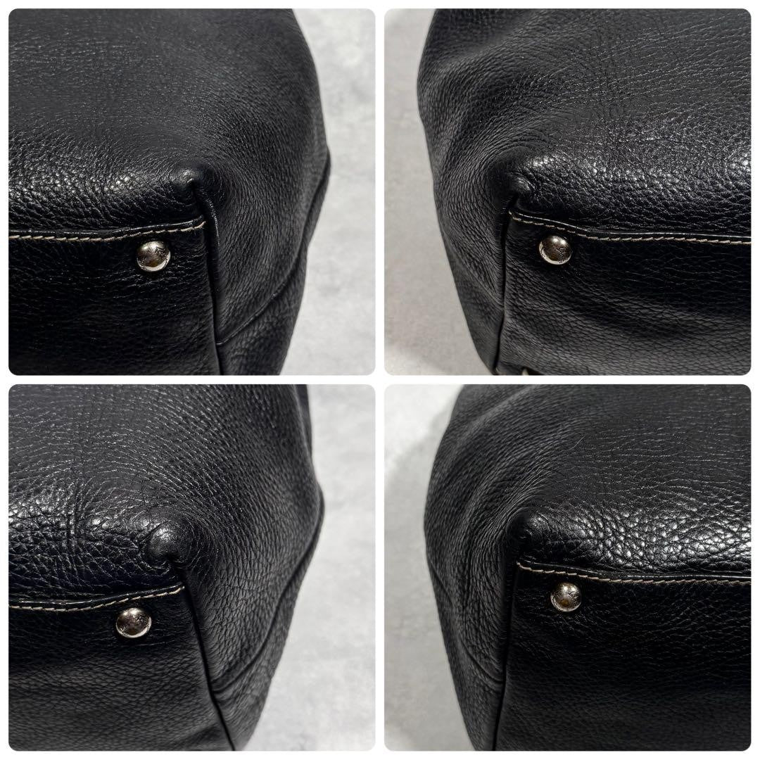 Salvatore Ferragamo Hand Bag Tote Purse Gancini Leather Black Authentic