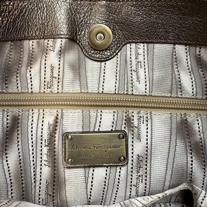 Salvatore Ferragamo Hand Bag Tote Purse Gancini Leather Authentic