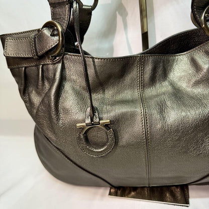 Salvatore Ferragamo Hand Bag Tote Purse Gancini Leather Authentic