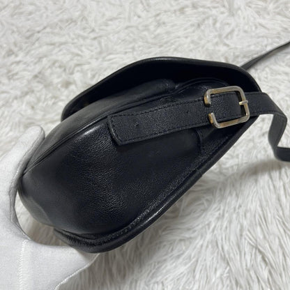 Longchamp Shoulder Bag Purse Leather Black Authentic