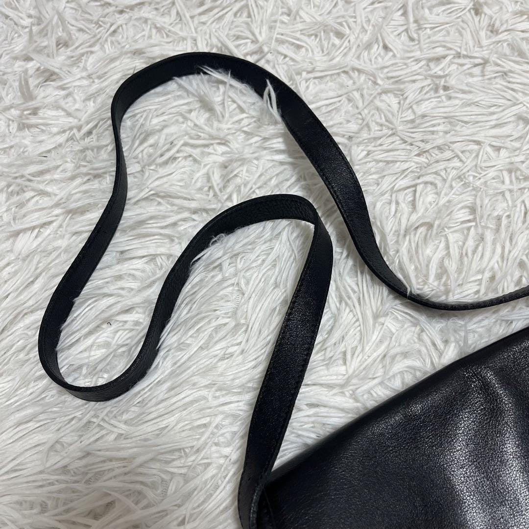 Longchamp Shoulder Bag Purse Leather Black Authentic