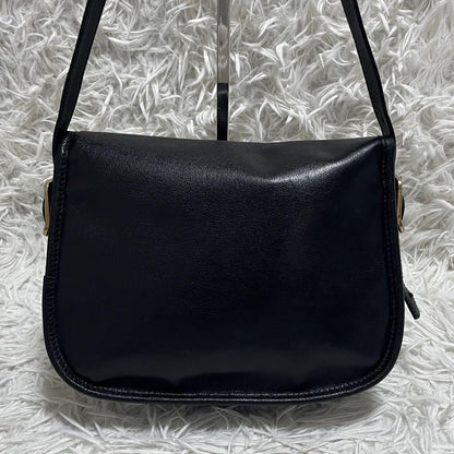 Longchamp Shoulder Bag Purse Leather Black Authentic