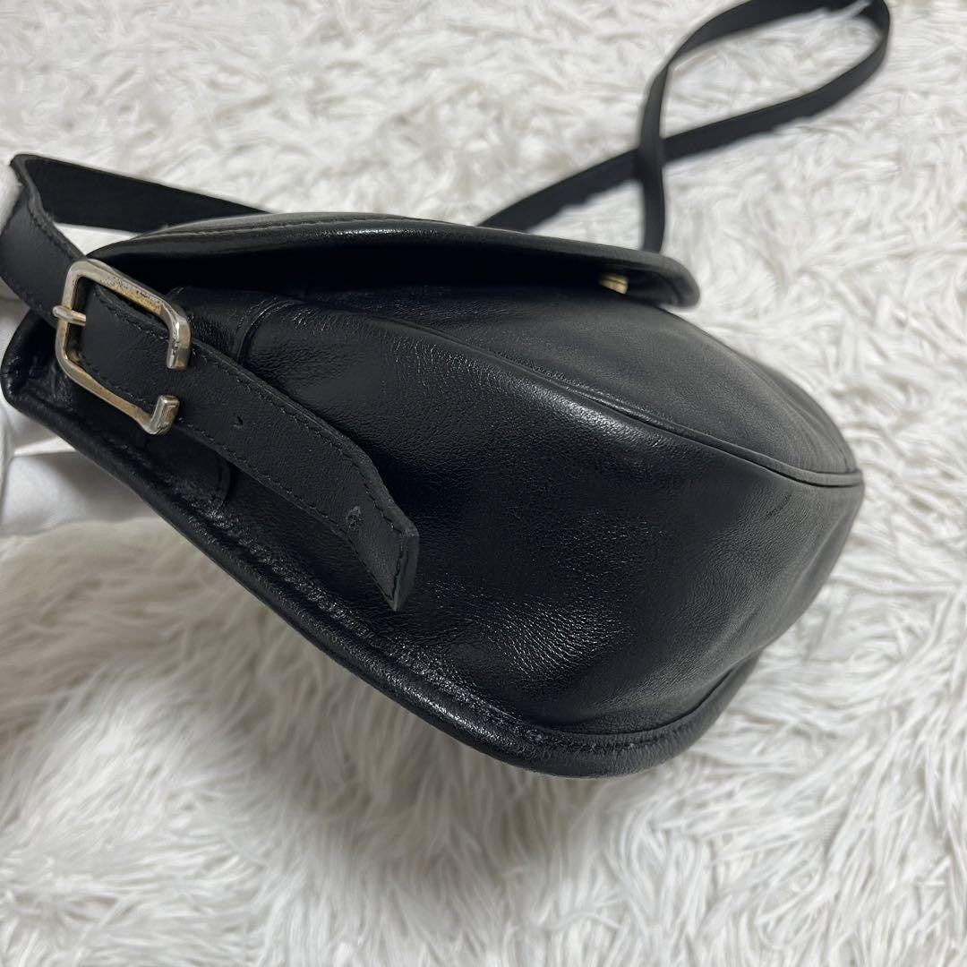 Longchamp Shoulder Bag Purse Leather Black Authentic