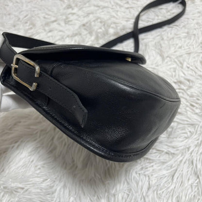 Longchamp Shoulder Bag Purse Leather Black Authentic
