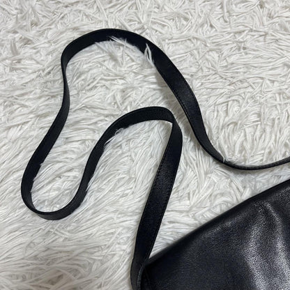 Longchamp Shoulder Bag Purse Leather Black Authentic