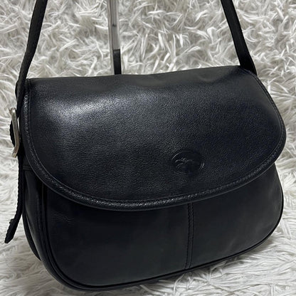 Longchamp Shoulder Bag Purse Leather Black Authentic