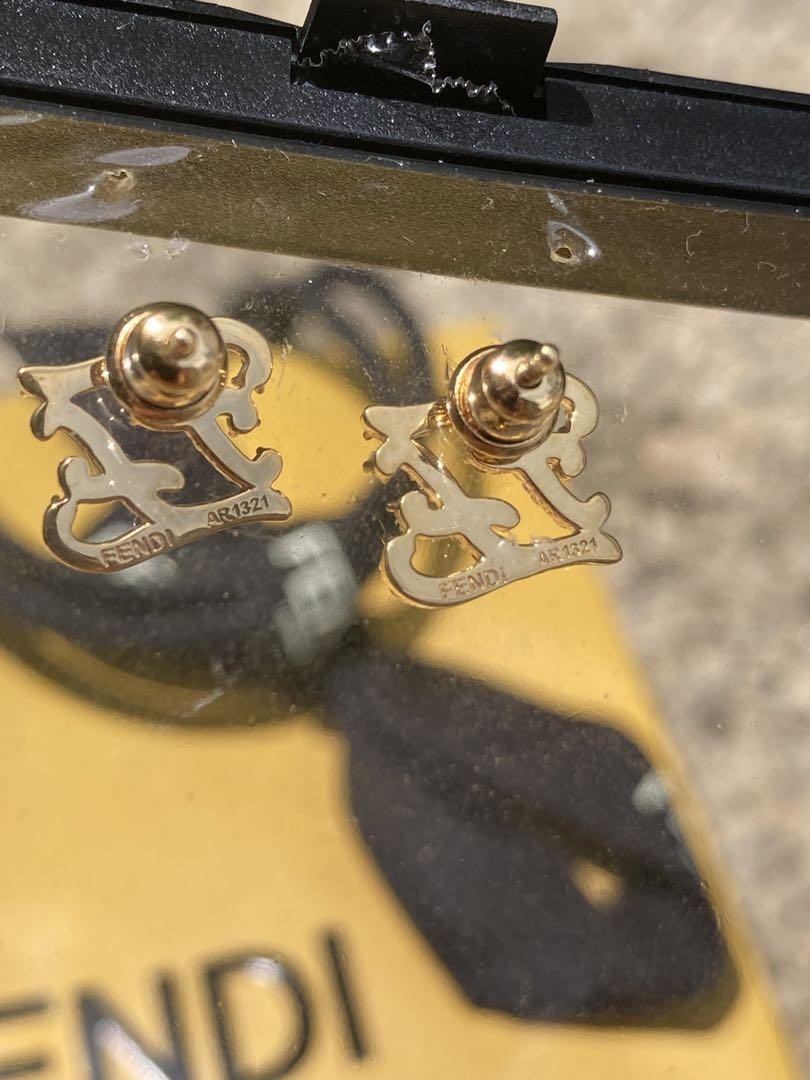 FENDI Earrings Gold Women Accessory Authentic