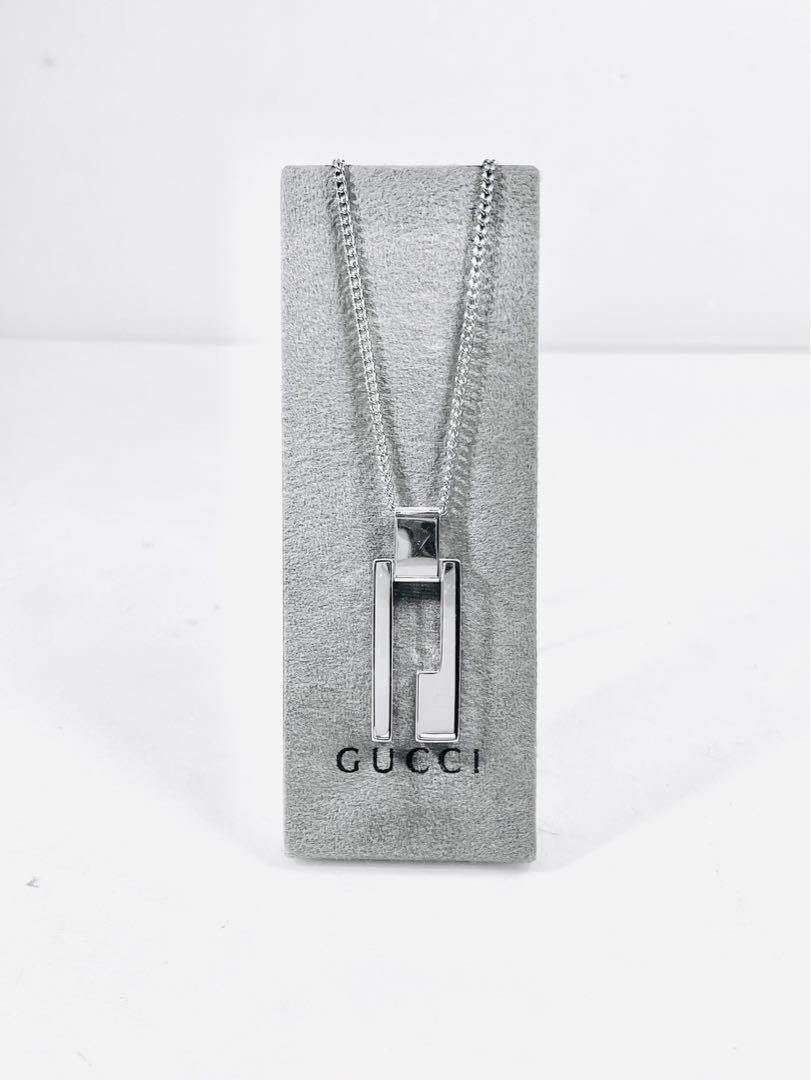GUCCI Necklace Pendant Smart G logo Silver 925 Unisex Accessory Authentic
