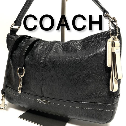 COACH Shoulder Bag Purse 2way Leather Black Authentic