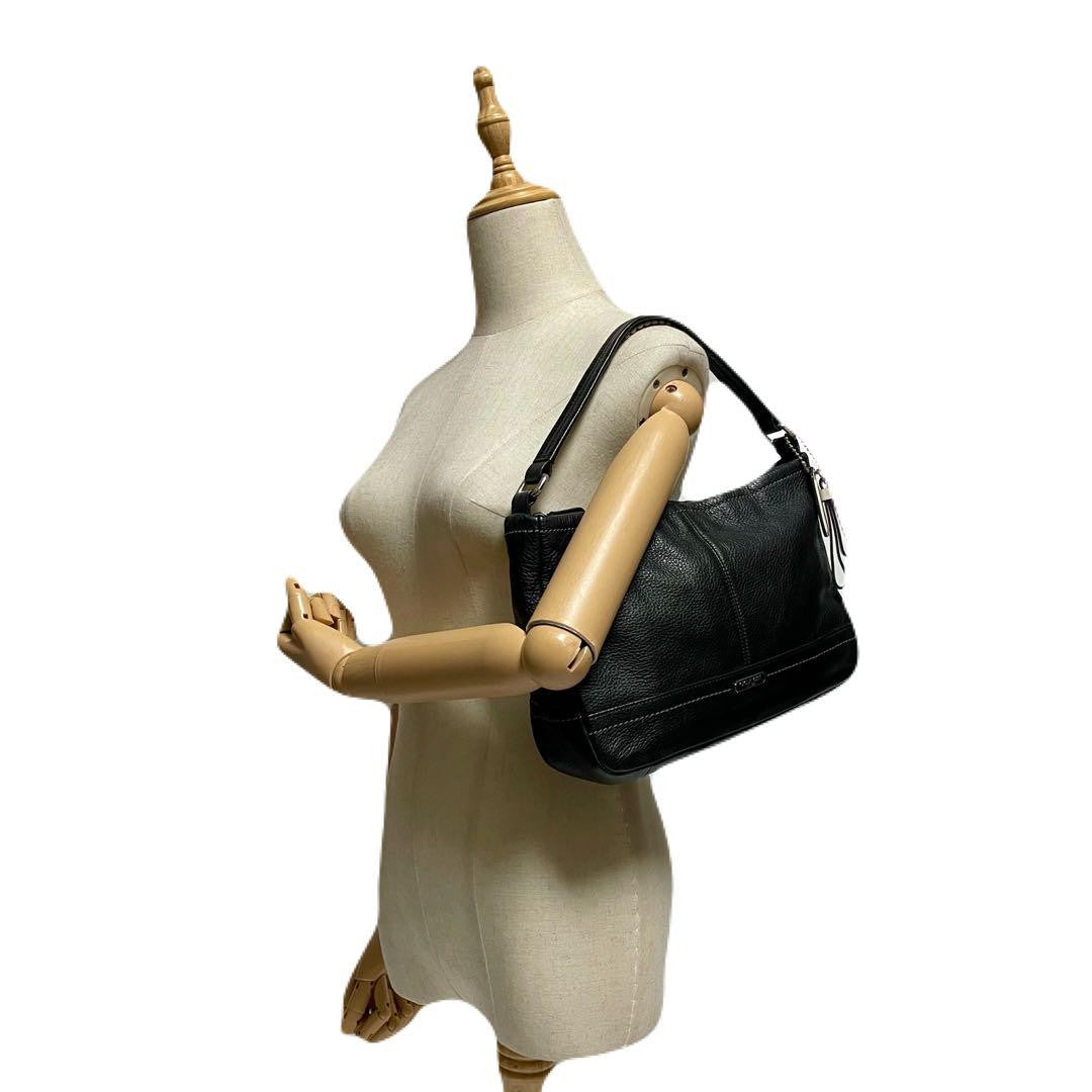 COACH Shoulder Bag Purse 2way Leather Black Authentic