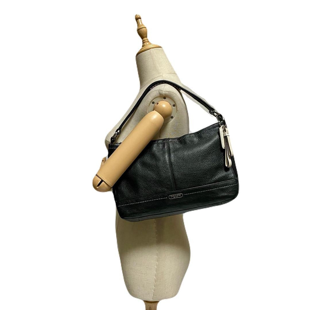 COACH Shoulder Bag Purse 2way Leather Black Authentic