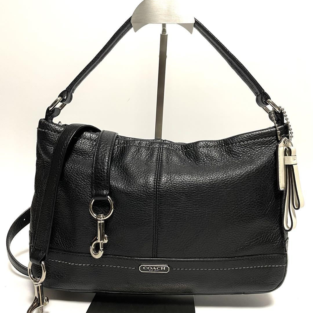 COACH Shoulder Bag Purse 2way Leather Black Authentic