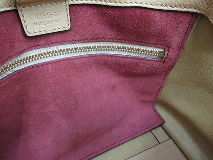 Chloe Hand Bag Tote Purse Leather Beige Authentic