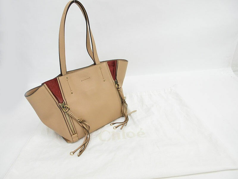 Chloe Hand Bag Tote Purse Leather Beige Authentic