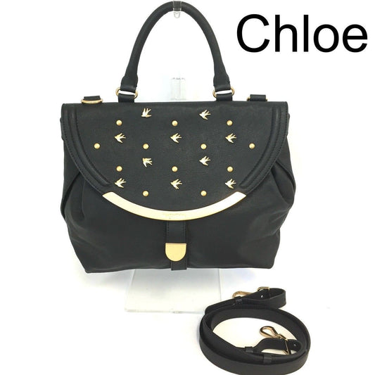 Chloe Shoulder Bag Purse Leather Black Authentic