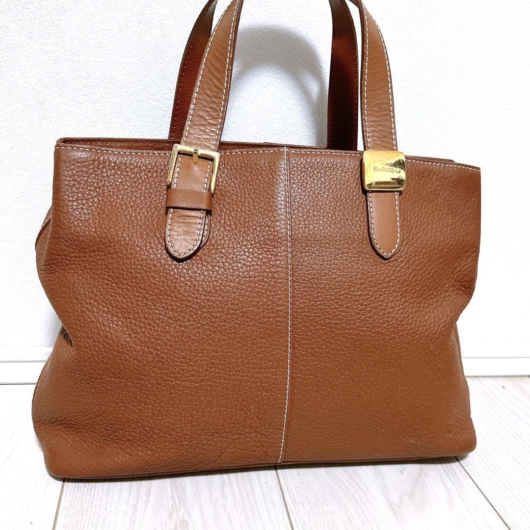 BURBERRYS Hand Bag Tote Purse Nova Check Leather Camel Authentic