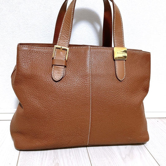 BURBERRYS Hand Bag Tote Purse Nova Check Leather Camel Authentic