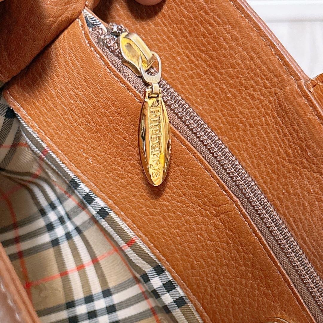 BURBERRYS Hand Bag Tote Purse Nova Check Leather Camel Authentic