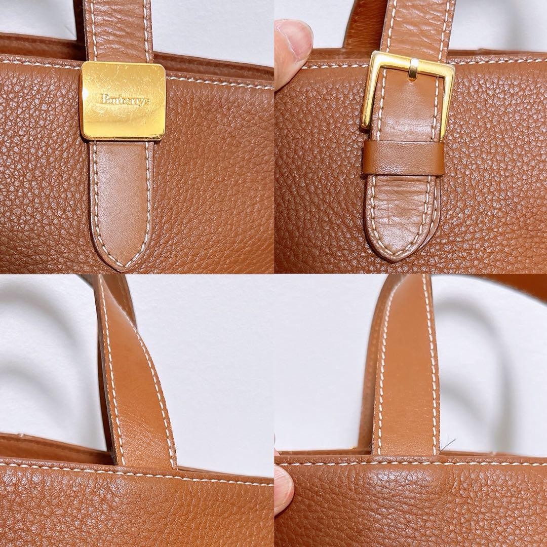 BURBERRYS Hand Bag Tote Purse Nova Check Leather Camel Authentic