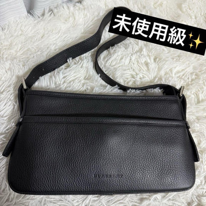 BURBERRY Shoulder Bag Purse Nova Check Leather Black Authentic