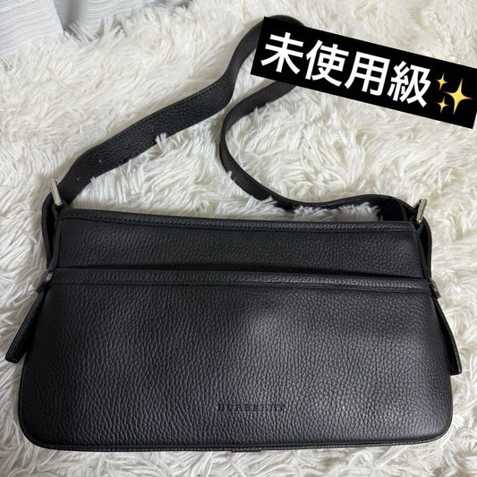 BURBERRY Shoulder Bag Purse Nova Check Leather Black Authentic
