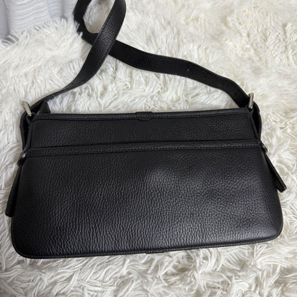 BURBERRY Shoulder Bag Purse Nova Check Leather Black Authentic