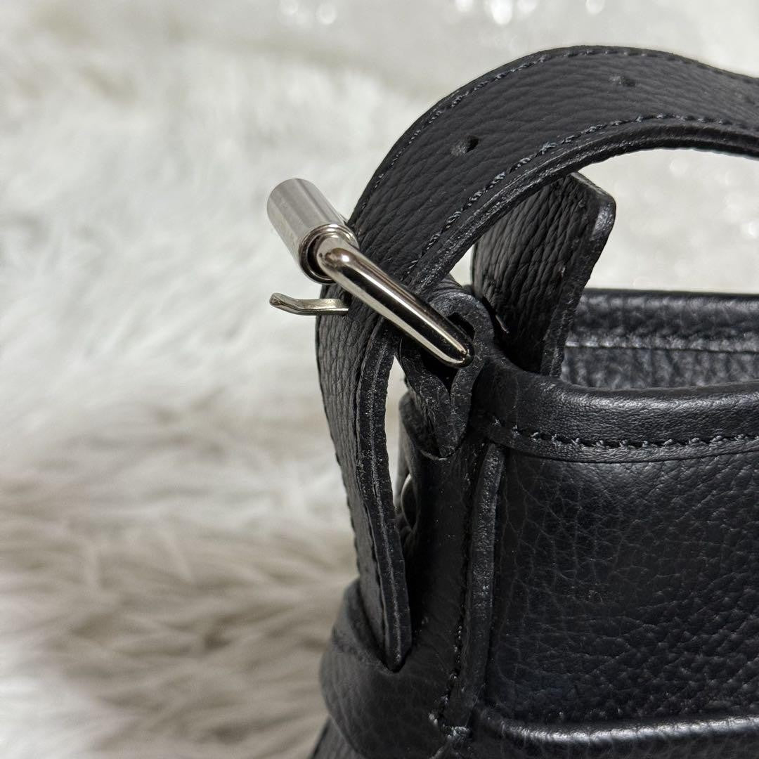BURBERRY Shoulder Bag Purse Nova Check Leather Black Authentic