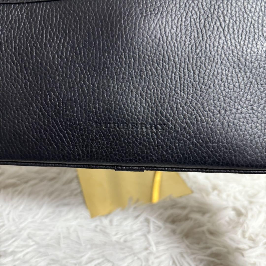 BURBERRY Shoulder Bag Purse Nova Check Leather Black Authentic