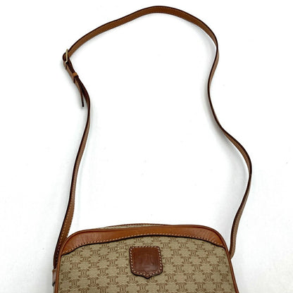 CELINE Shoulder Bag Purse Macadam PVC Leather Beige Authentic
