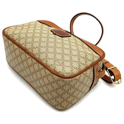 CELINE Shoulder Bag Purse Macadam PVC Leather Beige Authentic