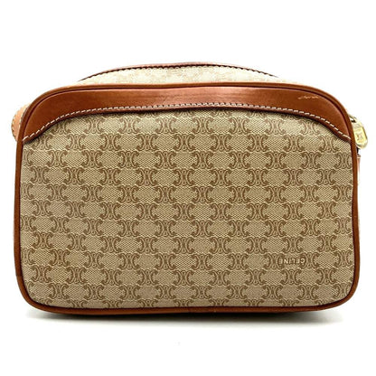 CELINE Shoulder Bag Purse Macadam PVC Leather Beige Authentic