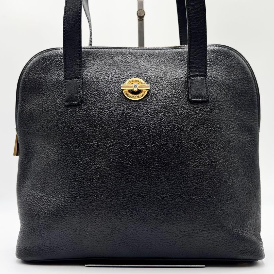 CELINE Shoulder Bag Purse Leather Black Authentic