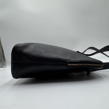 CELINE Shoulder Bag Purse Leather Black Authentic