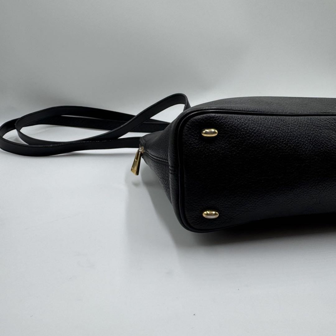 CELINE Shoulder Bag Purse Leather Black Authentic