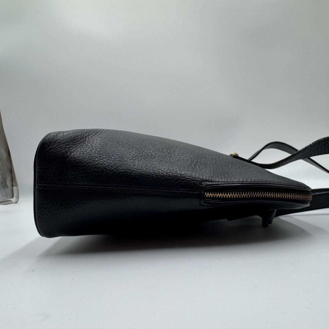 CELINE Shoulder Bag Purse Leather Black Authentic