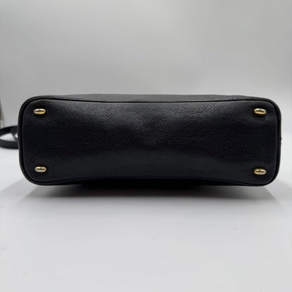 CELINE Shoulder Bag Purse Leather Black Authentic