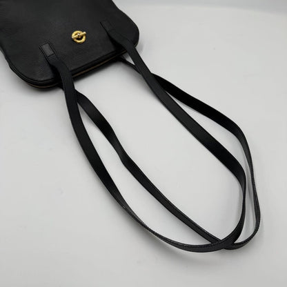 CELINE Shoulder Bag Purse Leather Black Authentic