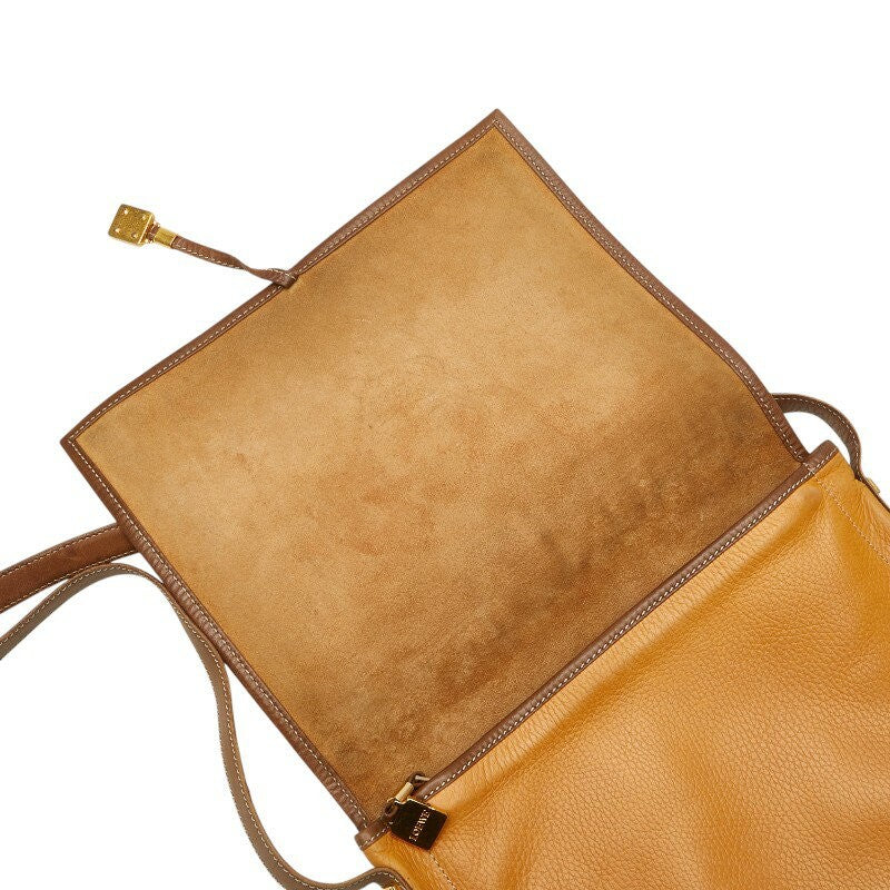 LOEWE Shoulder Bag Purse Anagram Leather Brown Authentic