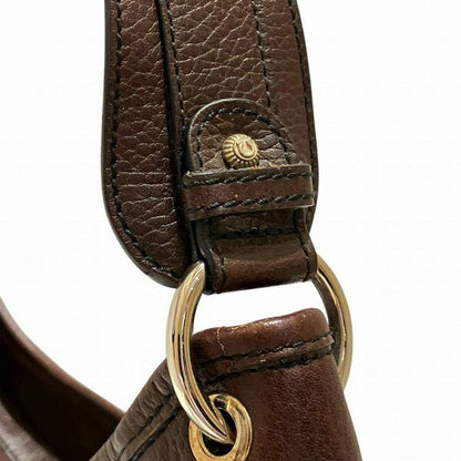 Salvatore Ferragamo Shoulder Bag Purse Leather Dark Brown Authentic
