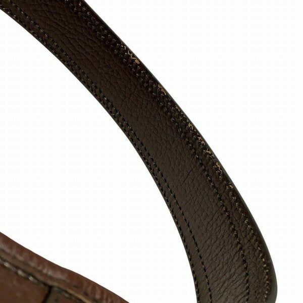 Salvatore Ferragamo Shoulder Bag Purse Leather Dark Brown Authentic