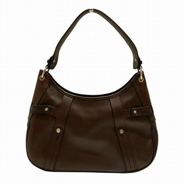 Salvatore Ferragamo Shoulder Bag Purse Leather Dark Brown Authentic