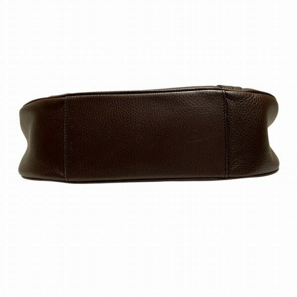 Salvatore Ferragamo Shoulder Bag Purse Leather Dark Brown Authentic