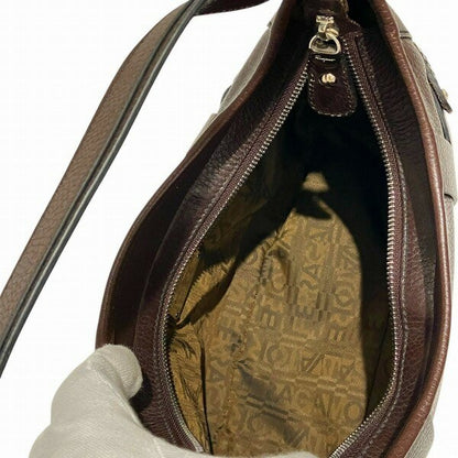 Salvatore Ferragamo Shoulder Bag Purse Leather Dark Brown Authentic