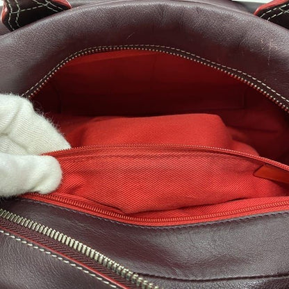 LOEWE Hand Bag Tote Purse Anagram Leather Suede Bordeaux Authentic