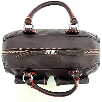 LOEWE Hand Bag Tote Purse Anagram Leather Suede Bordeaux Authentic