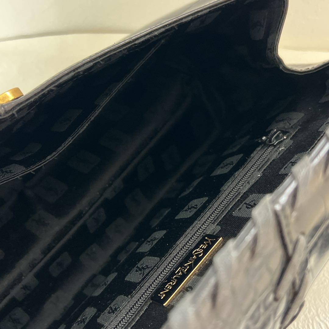 Saint Laurent Hand Bag Tote Purse Leather Black Authentic
