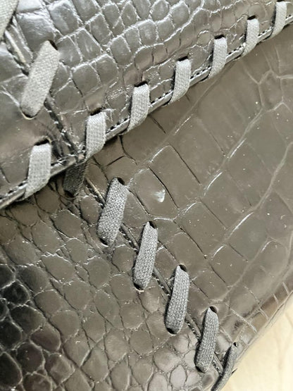 Saint Laurent Hand Bag Tote Purse Leather Black Authentic